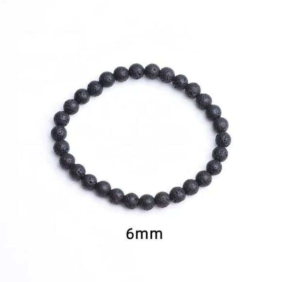 Lava Bead Bracelet, Black Volcanic Rock, Essential Oil Diffuser, Stretch - Picture 10 of 16